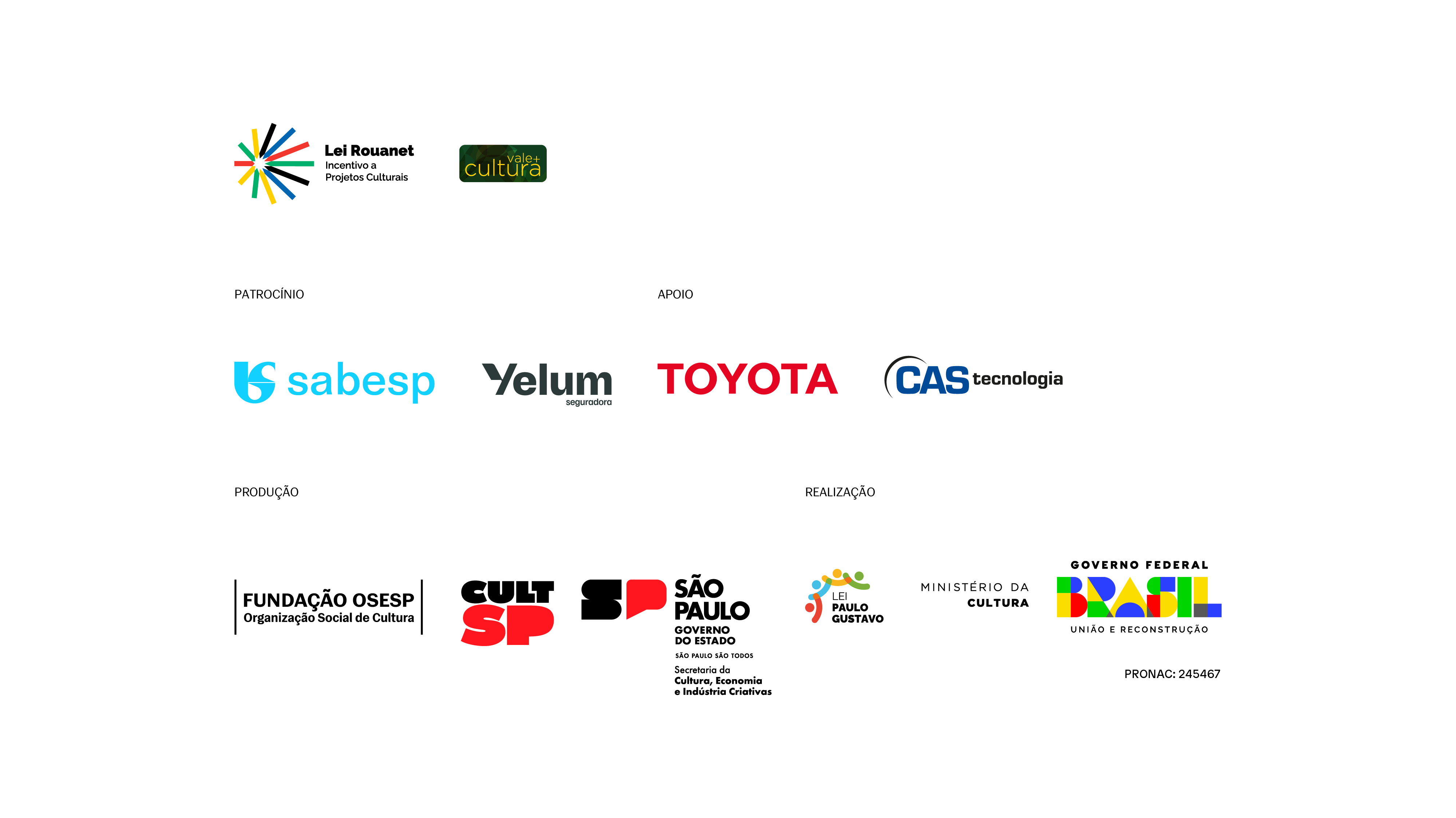 Régua de logos de patrocínios, apoios e realização do projeto