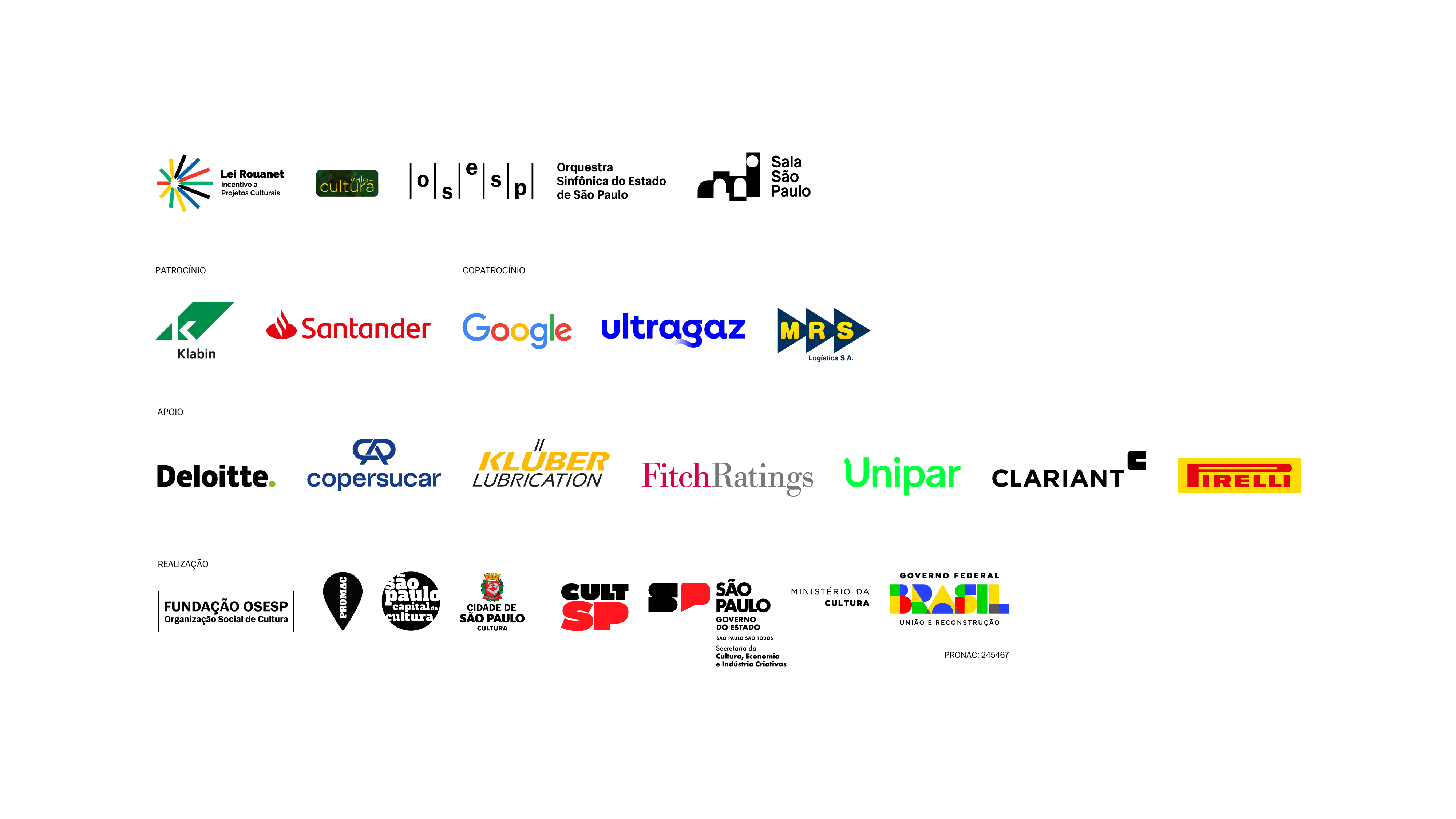 Régua de logos de patrocínios, apoios e realização do projeto
